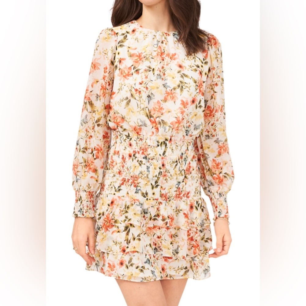 1. STATE- Long Floral Sleeve Dress